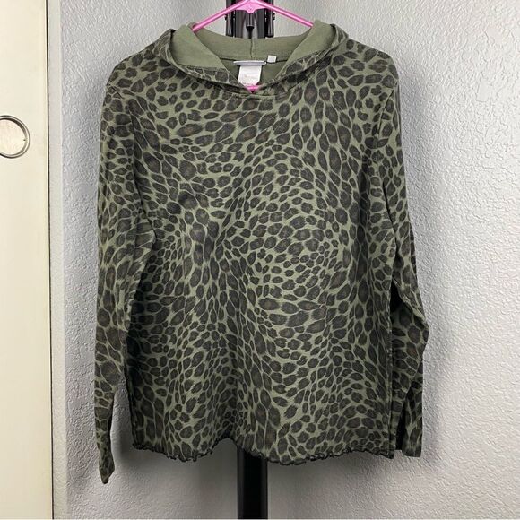 Hot Cotton by Marc Ware - green, brown and black leopard / cheetah print hoodie. - Picture 1 of 7